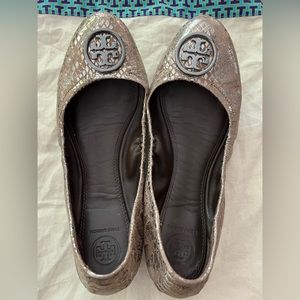 Tory Burch Ballet Flats Metallic Snakeskin w/ Dust bag